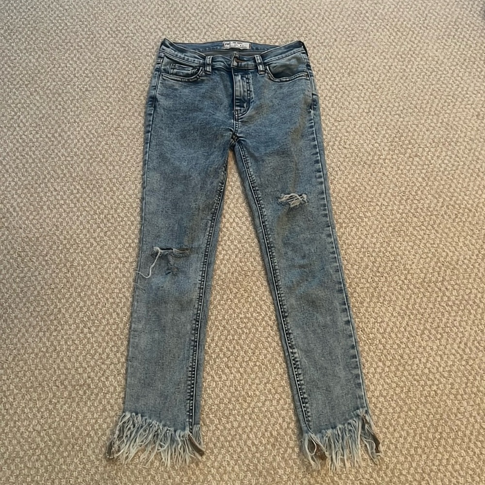 free people cropped frayed denim